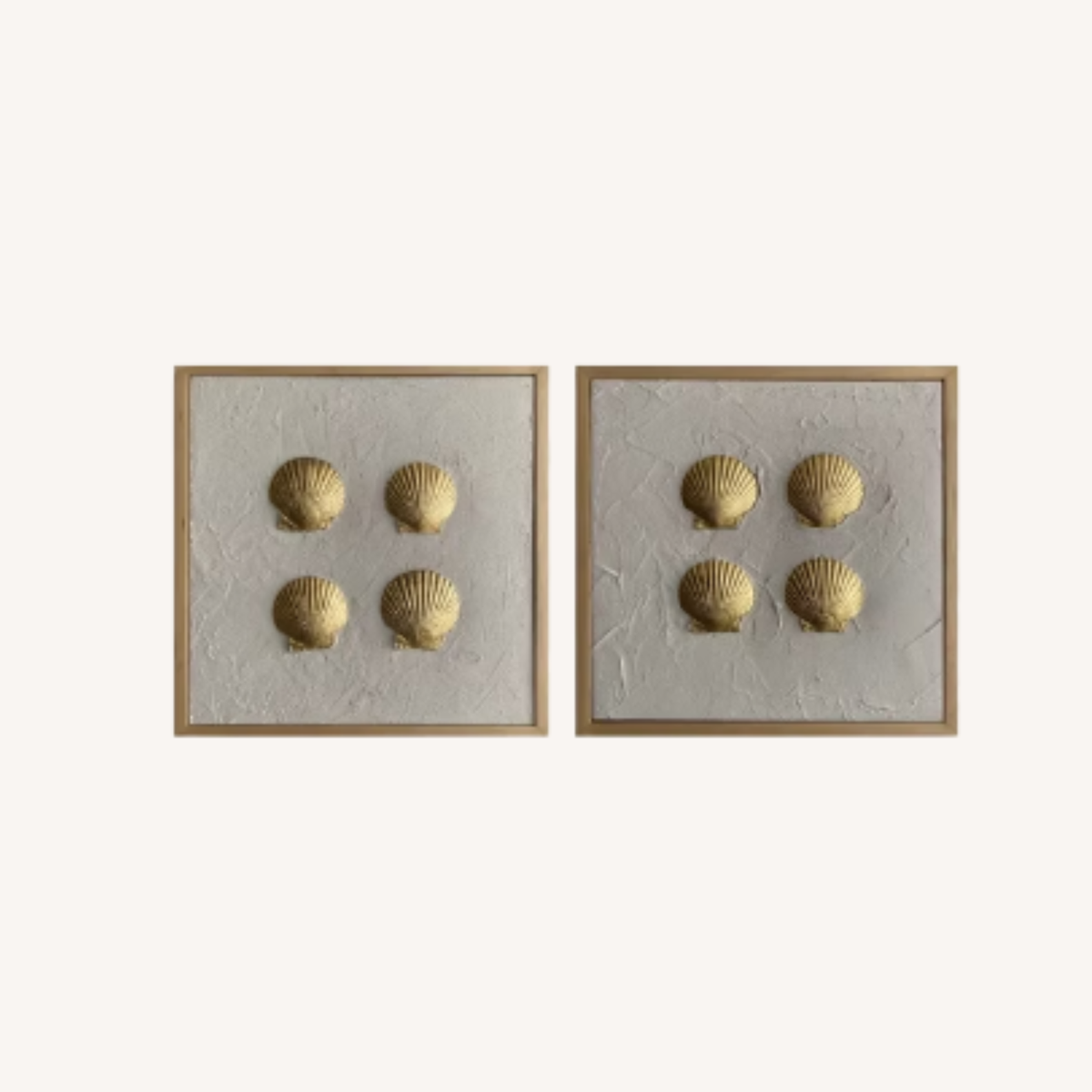 Cuadro diptico 4 conchas oro 50 x 50 cm