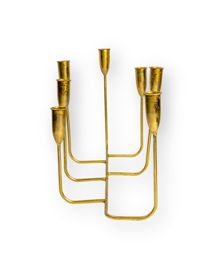 Candelabro dorado siete velas