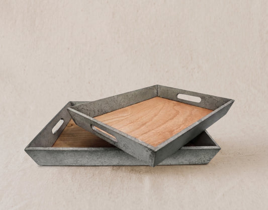 Charolas madera concreto - Set de 2