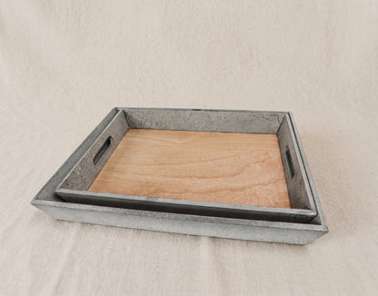 Charolas madera concreto - Set de 2