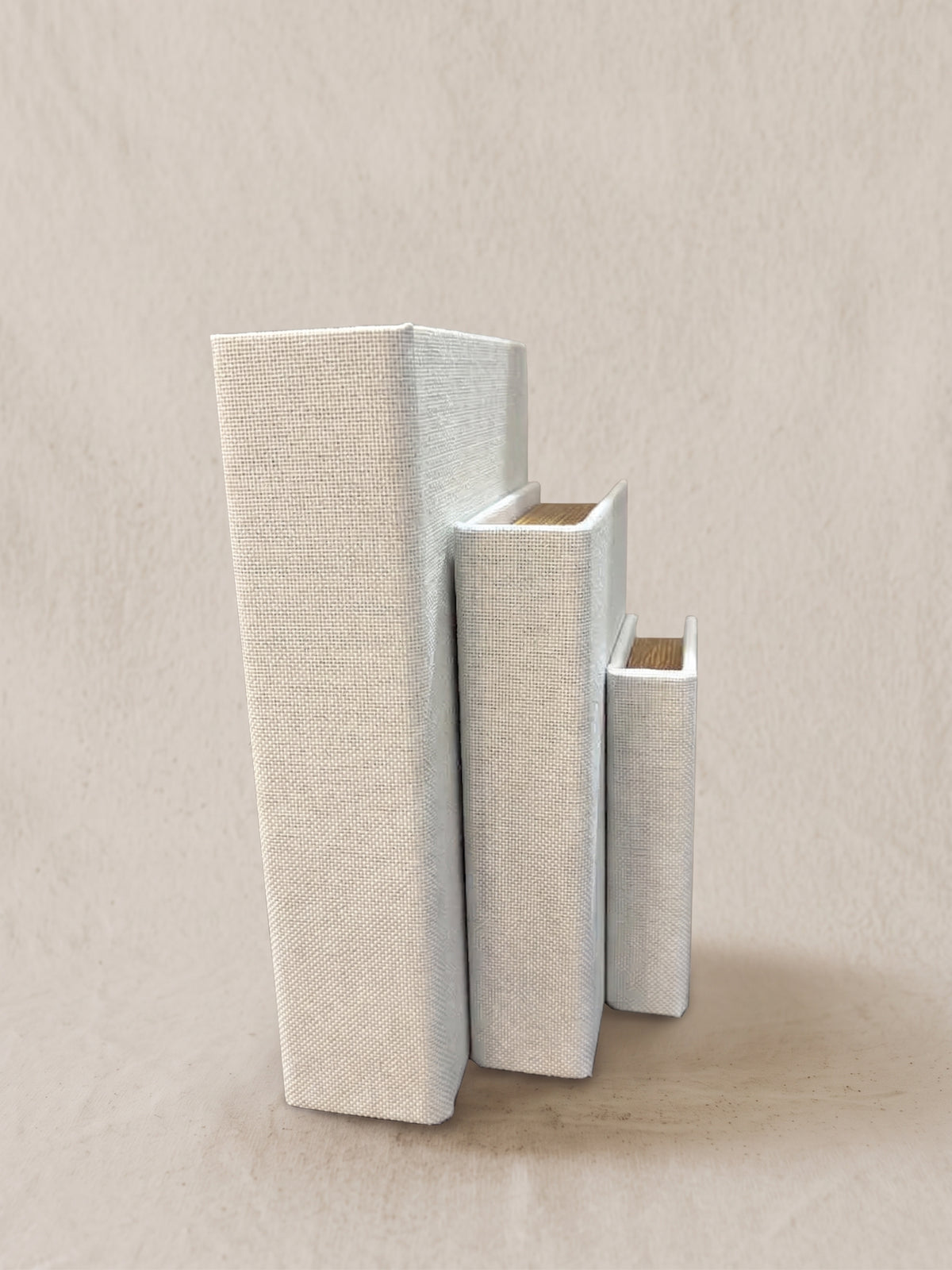 Juego de libros de yute blanco