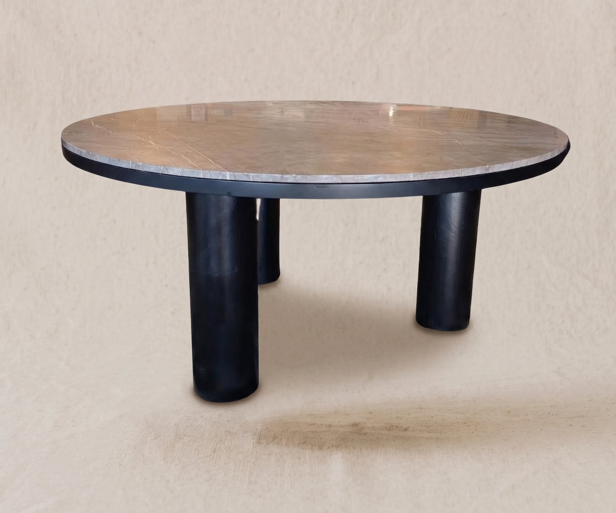MESA BASE DE MADERA CON MARMOL