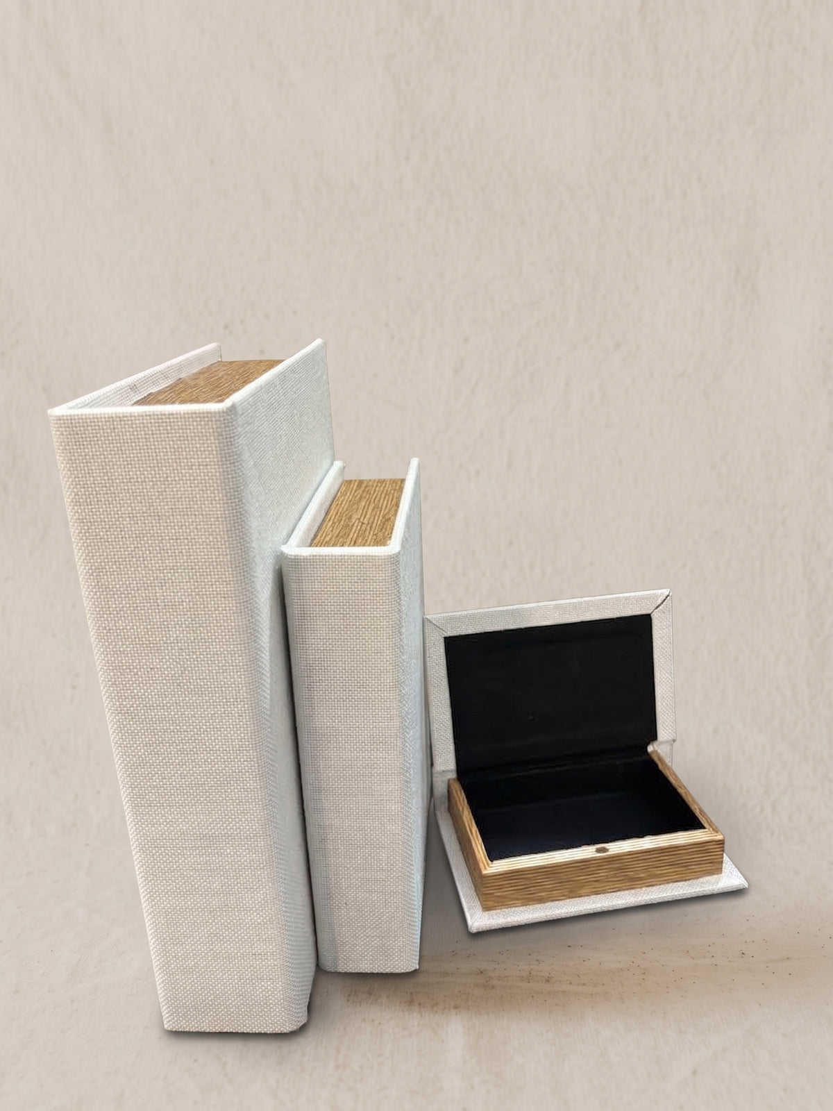 Juego de libros de yute blanco