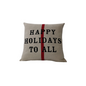 Funda de cojin en lino beige Happy Holidays 50x50 cm
