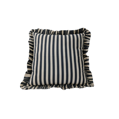 Funda de cojin a rayas con flequillo 50x50