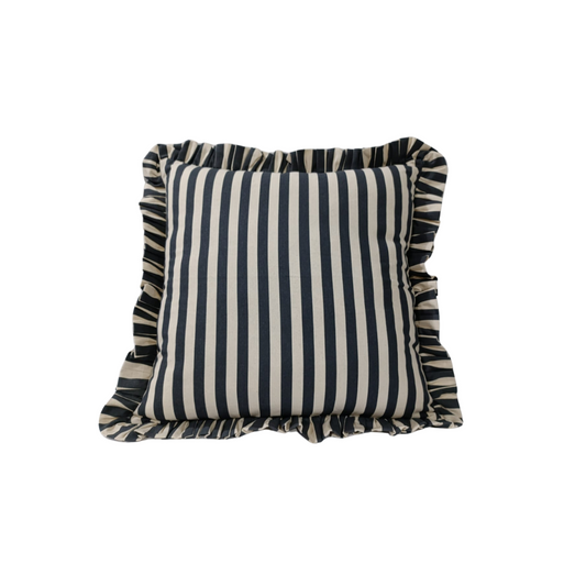 Funda de cojin a rayas con flequillo 50x50
