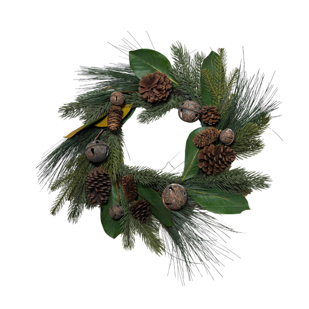 CORONA DE PINO HOJA MAGNOLIA CASCABEL