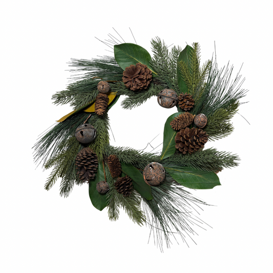 CORONA DE PINO HOJA MAGNOLIA CASCABEL