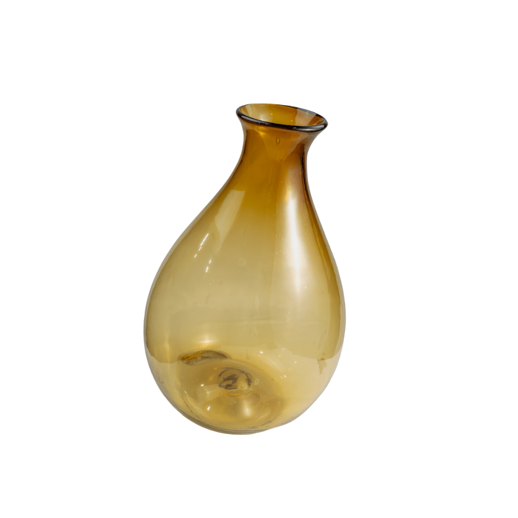 Florero jarron con labio ámbar cristal