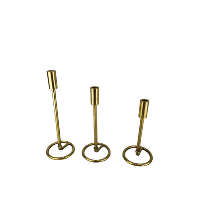 Set de 3 candelabros circulo dorado