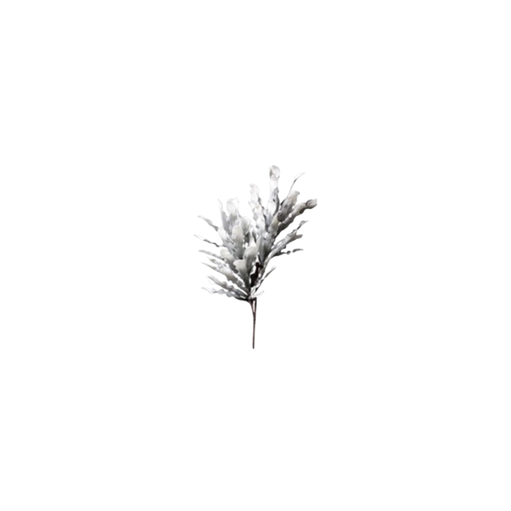 Decoración artificial - Rama de hojas gris y blanco
